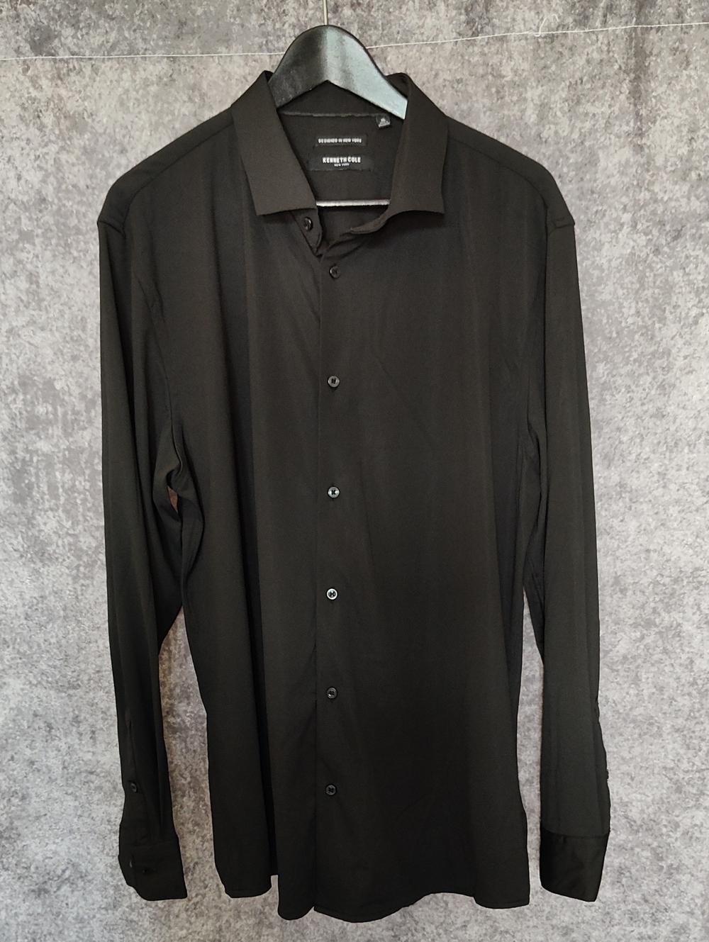 Kenneth Cole Black Stretch Long-Sleeve Dress Shirt